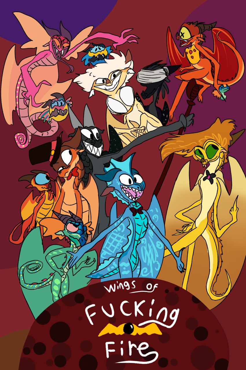 absurd_res anthro blaze_(wof) clay_(wof) dragon flickertoons glory_(wof) group hazbin_hotel hi_res jambu_(wof) meme morrowseer_(wof) movie_poster mudwing_(wof) mythological_creature mythological_scalie mythology nightwing_(wof) peril_(wof) profanity rainwing_(wof) redraw sandwing_(wof) scalie scarlet_(wof) seawing_(wof) shitpost skywing_(wof) starflight_(wof) sunny_(wof) tamarin_(wof) tsunami_(wof) wings_of_fire