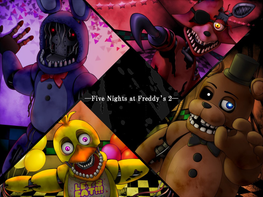 2017 4:3 animatronic anthro avian bear bird canid canine chicken eye_patch eyewear five_nights_at_freddy's five_nights_at_freddy's_2 fox galliform gallus_(genus) group lagomorph leporid machine male mammal phasianid rabbit robot scottgames withered_bonnie_(fnaf) withered_chica_(fnaf) withered_foxy_(fnaf) withered_freddy_(fnaf) yako_ntl