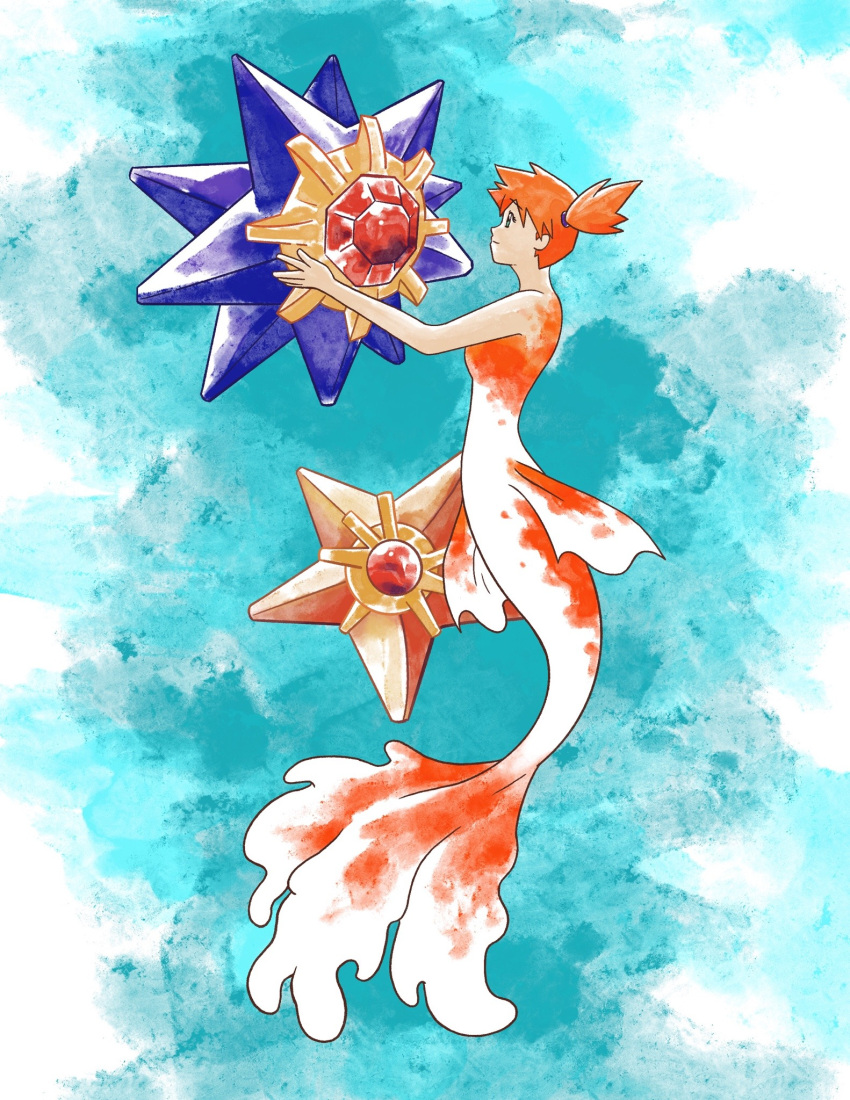 10_arms 2024 5_arms 5_fingers ambiguous_gender blue_eyes digital_media_(artwork) english_description female fingers generation_1_pokemon goldeen group gym_leader hair hand_on_another's_face hi_res human in_memoriam kasumi_(pokemon) looking_at_another mammal marine merfolk mermaidification mouth_closed multi_arm multi_limb nintendo nude orange_hair pokemon pokemon_(species) ponytail procreate_(artwork) side_ponytail split_form starmie staryu tasteful_nudity trio twodee_weaver underwater water watercolor_(artwork)