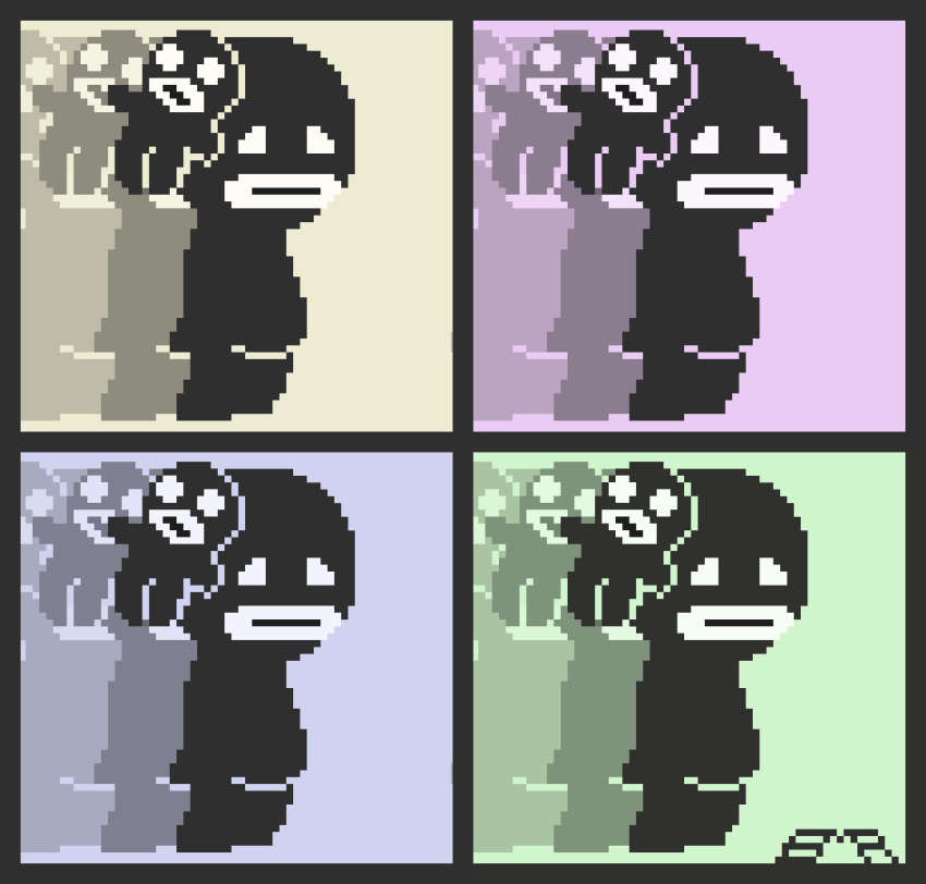 4_panel absurd_res black_body black_skin cung digital_media_(artwork) hi_res human human_only lips little_steven_(tboi) male mammal not_furry pixel_(artwork) sad sibling_(lore) solo steven_(time_fcuk) thick_lips twins_(lore) young