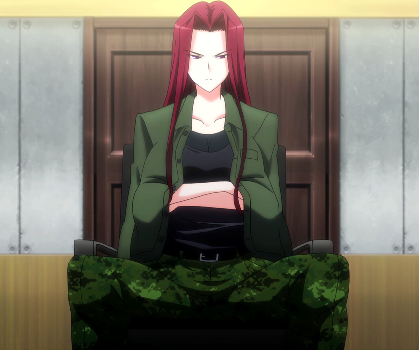 agnes_garrett grisaia_(series) grisaia_no_kajitsu grisaia_no_rakuen highres long_hair red_hair sitting solo stitched