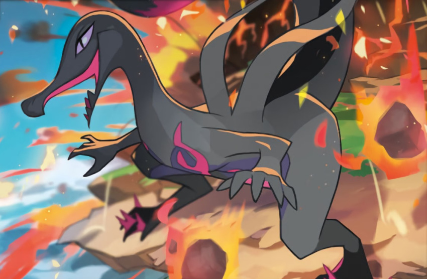 black_scales feral fire invalid_tag naoki_saito nintendo pokémon_(species) pokemon purple_eyes reptile salazzle scales scalie video_games