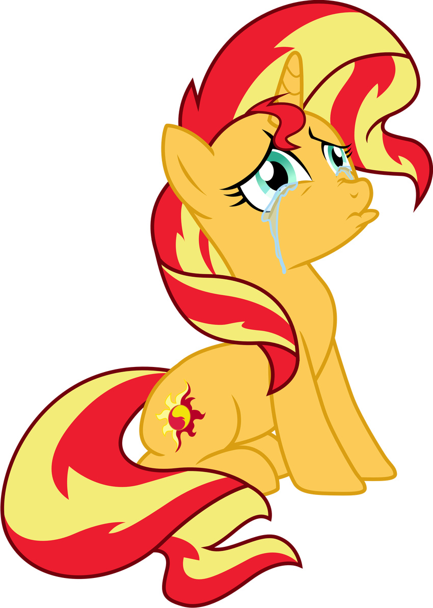 2015 absurd_res alpha_channel bodily_fluids crying equestria_girls equid equine female feral hasbro hi_res horn mammal my_little_pony mythological_creature mythological_equine mythology sad simple_background solo sunset_shimmer_(eg) tears theshadowstone transparent_background unicorn