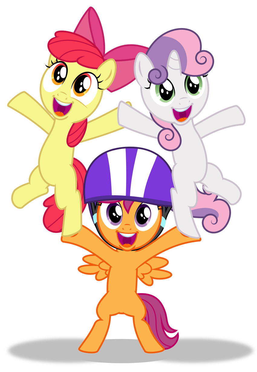 2014 absurd_res alpha_channel apple_bloom_(mlp) cutie_mark_crusaders_(mlp) earth_pony equid equine feathered_wings feathers female feral friendship_is_magic group hasbro hi_res horn horse mammal masemj my_little_pony mythological_creature mythological_equine mythology orange_body orange_feathers pegasus pony scootaloo_(mlp) simple_background sweetie_belle_(mlp) transparent_background unicorn wings young