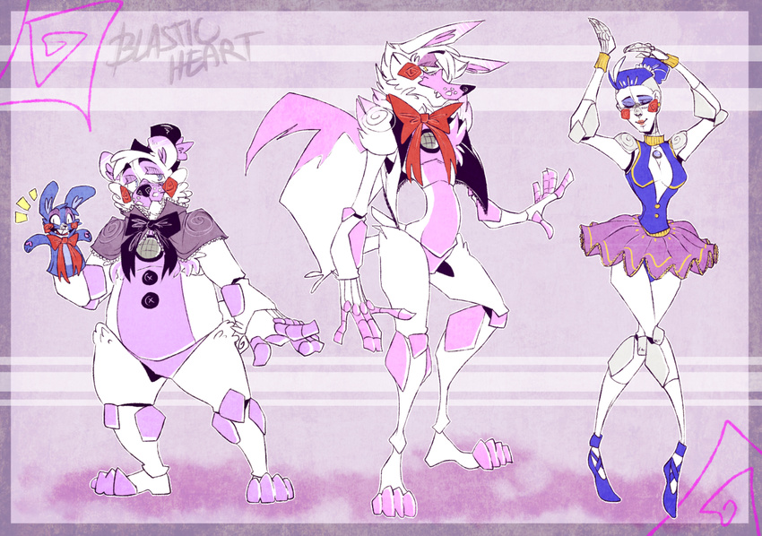 2016 animatronic ballora_(fnafsl) bear blasticheart_(artist) canid canine digital_media_(artwork) five_nights_at_freddy's fox funtime_foxy_(fnafsl) funtime_freddy_(fnafsl) group human lagomorph leporid machine male mammal puppet puppet_bonnie_(fnafsl) rabbit robot scottgames sister_location watermark