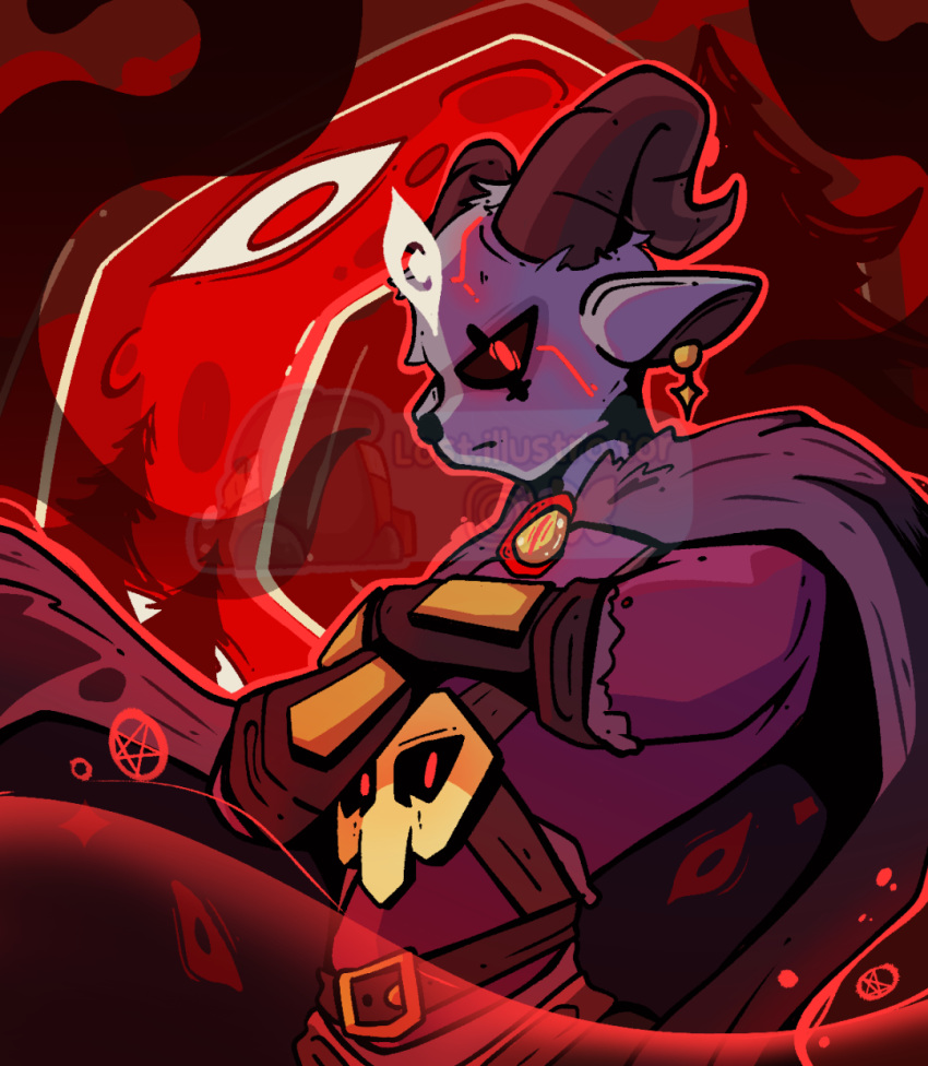 BBooru - 2025 2 horns anthro armor baa (demon bluff) belt black horn ...