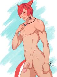  ffxiv final_fantasy_xiv g'raha_tia jacinra male_only miqo'te red_hair  rating:explicit score: user:jacinra