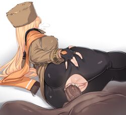 1boy 1girls anal ass black_gloves black_pantyhose blonde_hair brown_coat brown_headwear clothed_female_nude_male clothed_sex coat dark-skinned_male dark_skin facing_away female fingerless_gloves fur_hat gloves guilty_gear guilty_gear_strive hand_on_own_ass hat highres latino_male light-skinned_female light_skin long_hair long_sleeves lying millia_rage mocomori on_side pantyhose penis pussy sex solo_focus straight torn_clothes torn_pantyhose uncensored rating:Explicit score:251 user:bot