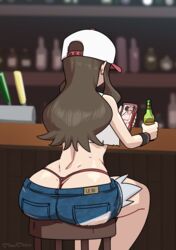 1girls alternate_breast_size ass back blue_eyes booty_shorts breasts brown_hair cellphone chair female hat hilda_(pokemon) indoors jean_shorts large_ass large_breasts light-skinned_female light_skin long_hair myahogao nintendo pokemon pokemon_bw short_shorts shorts sitting sitting_on_chair solo tank_top rating:Questionable score:83 user:Aeolus_HX