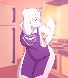  2024 2_horns 2d_animation animated anthro apron apron_aside apron_only areola big_breasts blurred_background blush blush_lines boss_monster_(undertale) bovid breasts caprine clothed clothing curvy_figure detailed_background elderly_female embarrassed exposed_breasts female female_anthro floppy_ears frame_by_frame front_view goat haisevaa hi_res horn mammal nipples partially_clothed shaded short_playtime slightly_chubby solo standing thick_thighs toriel undertale undertale_(series) voluptuous wardrobe_malfunction watermark white_body wide_hips  rating:questionable score: user:bot