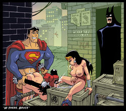 1girls 3boys akabur ambiguous_penetration angry arched_back areola batman batman_(series) bent_over big_areola big_breasts big_nipples bisexual bisexual_(female) breasts caught crossover cum_trail dc dc_comics female femdom femsub harley_quinn hero_on_villain human human_only humiliation justice_league light-skinned_female light-skinned_male light_skin male maledom marvel marvel_comics mean nipples plump_labia public_sex puffy_areola rape saliva spider-man spider-man_(series) spit spitting spitting_on_face straight straight_hair superhero superman superman_(series) supervillainess threesome wonder_woman wonder_woman_(series) rating:Explicit score:287 user:bot