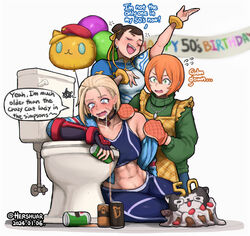 2024 3girls abdomen abs aged_up alcohol beer birthday birthday_cake cammy_white cat chun-li comedy crying female fully_clothed funny hershuar humor juni street_fighter street_fighter_6 rating:Questionable score:65 user:Songs_mix