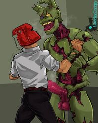 anthro balls big_penis blush blushing cheekycreepy erection erection_under_clothes five_nights_at_freddy's five_nights_at_freddy's_3 fnaf humanoid imminent_sex looking_at_another male male/male male_only phone_guy_(fnaf) size_difference smaller_male springtrap springtrap_(fnaf) sweat rating:Explicit score:25 user:Bar_max_