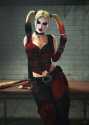 3d batman_(series) big_breasts bra breasts busty cleavage corset dc dc_comics female female_focus female_only harley_quinn harley_quinn_(arkham) harley_quinn_(arkham_city) hourglass_figure lace-trimmed_bra long_hair makeup tagme tattoo twintails wide_hips wildynsfw rating:Explicit score:35 user:droid377