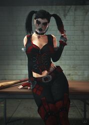 3d batman_(series) big_breasts black_hair bra breasts busty cleavage corset dc dc_comics female female_focus female_only goth goth_girl harley_quinn harley_quinn_(arkham) harley_quinn_(arkham_city) hourglass_figure lace-trimmed_bra long_hair makeup tagme tattoo twintails wide_hips wildynsfw rating:Explicit score:21 user:droid377