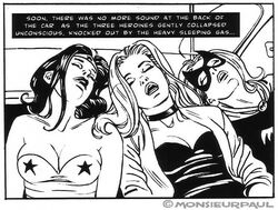 3girls barbara_gordon batgirl black_canary captured_heroine captured_superheroine chloroform closed_eyes damsel_in_distress dc dc_comics defeated defeated_heroine defeated_superheroine dinah_lance female female_focus female_only femsub forced_submission knocked_out monsieurpaul only_female passed_out sleeping unconscious wonder_girl rating:Explicit score:9 user:Sotato56