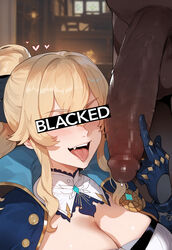 1boy 1girls ai_generated blacked blonde_hair blush breasts censor_bar censored censored_eyes cheating clothing covered_eyes cuckold cuckold_pov dark-skinned_male dark_skin erect_penis erection eye_censor eyes_covered fangs flipping_off floox genshin_impact gloves hi_res huge_cock imminent_oral interracial jean_gunnhildr large_breasts light-skinned_female light_skin looking_at_viewer middle_finger netorare ntr outside penis penis_on_face ponytail pov pov_eye_contact rude_gesture teasing teasing_viewer thiccwithaq_(ai_style) tongue tongue_out rating:Explicit score:254 user:ChalkIV