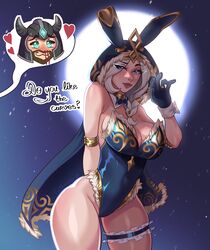 2024 ashe_(league_of_legends) beard big_breasts blue_eyes blush bunny_ears bunnysuit female female_focus heart league_of_legends league_of_legends:_wild_rift male mambolina nosebleed pale-skinned_female pale-skinned_male pale_skin question riot_games tagme thick_thighs tryndamere white_hair rating:Explicit score:83 user:Adoptivecandy