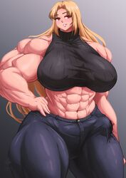 1futa abs biceps big_breasts big_penis blonde_hair breasts bulge clothed clothing erection erection_under_clothes fully_clothed futa_only futanari huge_breasts human jujutsu_kaisen light-skinned_futanari light_skin long_hair muscular_futanari precum precum_through_clothing roneesan solo standing thick_thighs yuki_tsukumo rating:Explicit score:41 user:marvyn