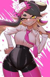 1girls alternate_breast_size black_hair breasts callie_(splatoon) clothed female hi_res huge_breasts inkling light-skinned_female light_skin long_hair naughty_face nintendo nobunagapero office_lady peronattu pointy_ears splatoon splatoon_(series) tentacle_hair thick_thighs wide_hips rating:Questionable score:145 user:Aeolus_HX