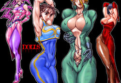 4girls anna_williams black_hair blonde_hair bodysuit breasts busty chun-li cleavage erect_nipples female gloves high_heels human jumpsuit large_breasts muscle nina_williams pantyhose purple_hair rose_(street_fighter) shoes skin_tight street_fighter street_fighter_alpha street_fighter_alpha_2 street_fighter_alpha_3 tekken voluptuous yuri-ai rating:Questionable score:24 user:JKF