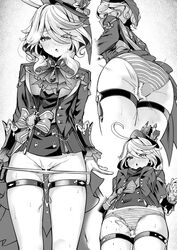 absurdres ahoge ascot ass bar_censor blush bow bow_panties censored cowlick cum cum_on_body cum_on_legs cumdrip drop-shaped_pupils ejaculation female full-face_blush furina_(genshin_impact) genshin_impact gloves greyscale hair_between_eyes hat heavy_breathing highres long_hair long_sleeves looking_at_viewer monochrome multicolored_hair nose_blush open_mouth paid_reward_available panties panty_pull penis pulled_by_self standing streaked_hair striped_clothes striped_panties sweat symbol-shaped_pupils thigh_gap thigh_sex thighs top_hat underwear white-paka rating:Explicit score:113 user:bot