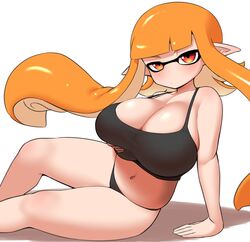 1girls breasts cleavage female hand_on_hip hi_res inkling inkling_girl kaori_(splatoon) large_breasts light-skinned_female light_skin long_hair nintendo nobunagapero orange_hair plain_background splatoon splatoon_(series) tank_top tentacle_hair rating:Questionable score:116 user:LiangXI