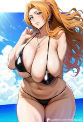 1girls ai_generated alternate_hairstyle beach big_breasts bikini bikini_bottom bikini_top bleach bracelet breasts breasts_bigger_than_head chain chain_necklace commentary earrings female female_only gigantic_breasts hanging_breasts hourglass_figure huge_breasts jewelry large_breasts lewisai long_hair looking_at_viewer massive_breasts matsumoto_rangiku micro_bikini midriff nai_diffusion necklace oppai outdoors patreon_username plump ponytail revealing_swimsuit sagging_breasts seaside skimpy skimpy_bikini solo solo_focus stable_diffusion swimsuit text thick_thighs thighs tied_hair top_heavy top_heavy_breasts url very_long_hair voluptuous voluptuous_female watermark wavy_hair web_address wet wet_skin wide_hips rating:Questionable score:104 user:Leidenfrost