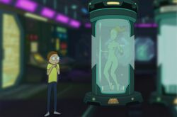 adult_swim areolae boner breasts brother_and_sister brown_hair clone closed_eyes clothed_male_nude_female color container curvy diklonius female hi_res male morty_smith naked naked_female ponytail red_hair rick_and_morty sci-fi simple_background summer_smith thick_thighs rating:Explicit score:66 user:diklonius