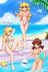 3girls ball beach bikini blonde_hair blooper blush breasts brown_hair cameltoe cataquack cleavage cloud crown daisy_cruiser earrings female hair_over_one_eyes human large_breasts luma mario_(series) multiple_females nintendo pool pretzel_bikini princess_daisy princess_peach princess_rosalina rapeable sea ship sigurdhosenfeld sky sling_bikini super_mario_bros. super_mario_galaxy super_mario_sunshine swimsuit wink rating:Questionable score:179 user:PornUploader