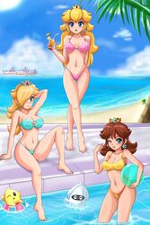 3girls ball barefoot beach beige_skin belly_button bikini blonde_hair blooper blush brown_hair cameltoe cataquack cloud clouds color crossed_legs crown daisy_cruiser drink earrings female hair hair_over_one_eye hat heart highres human innertube jewelry luma mario_(series) multiple_females nintendo pool princess_daisy princess_peach princess_rosalina rapeable sea ship side-tie_bikini sigurdhosenfeld sky standing star super_mario_bros. super_mario_galaxy super_mario_sunshine swimsuit thigh_gap water wink rating:Safe score:148 user:PornUploader