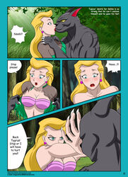 anthro batman:_the_animated_series batman_(series) blonde_hair blush bra breasts catwoman_(dcau) claws comic dc dc_comics dcau deviantart_username dialogue email_address english_text feline female fur furry green_eyes hair humiliation kissing locofuria muscles page_11 page_number selina_kyle speech_bubble straight_hair text torn_clothes transformation tygrus_(character) yellow_eyes rating:Explicit score:14 user:squiddy