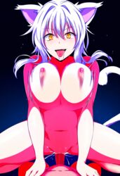  1boy ai_generated big_breasts bouncing_tits breast breasts cat_ears cat_tail cowgirl_position crazy_eyes hair_between_eyes hands_on_feet issei_van_astrea koneko_toujou large_breasts masterpiece nipples nude pennis pussy pussy_juice realistic sex smile tonge_out trail_saliva vaginal_penetration white_cat_ears white_cat_tail white_hair yellow_eyes  rating:explicit score: user:issei_v.a.