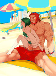 2boys barefoot beach beard bikini bikini_aside black_eyes blush censor_bar censored cowgirl_position cuntboy exhibitionism facial_hair fate/zero fate_(series) feet frilled_bikini frills gae_buidhe gae_dearg green_hair hidden iskandar_(fate) lancer_(fate/zero) motsu_(kk_3) multiple_boys planted_weapon popsicle public public_sex pussy red_eyes red_hair reverse_cowgirl_position rider_(fate/zero) rule_63 sensha_otoko sex shoggoth short_hair sitting_on_lap sitting_on_penis sitting_on_person size_difference stealth_sex straddle swim_trunks swimsuit toes umbrella under_clothes vaginal_penetration waver_velvet weapon rating:Explicit score:244 user:bot