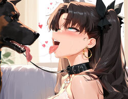  1girls ahe_gao ai_generated anime_style black_fur black_hair canine dog_girl drool_on_face drool_string drooling drooling_tongue fate_(series) female jarosh jewelry kissing long_hair open_mouth ribbon saliva saliva_drip saliva_on_tongue saliva_string saliva_trail tagme tohsaka_rin tohsaka_rin_(cosplay) tongue tongue_kiss tongue_out trembling veil veil_only zoophilia  rating:explicit score: user:jaroo