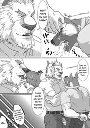 2boys canine censored clothing comic cum cum_on_mouth dialogue english_text feline forced_sex furry gay german_shepherd handcuffs licking lion male male/male male_only no_humans penis police ron9 shirt tongue translated trousers uniform yaoi rating:Explicit score:9 user:bot