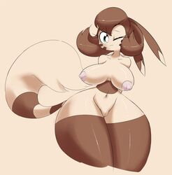 anthro breasts color curly_q female female_only front_view fur furret furry keijimatsu nipples nude pokemon solo tagme vulva wink rating:Explicit score:37 user:bot