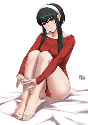 ass assassin big_breasts feet female female_only legs_together looking_at_viewer panties sitting sitting_on_bed spy_x_family sweater thorn_princess tierla toes toes_scrunch yor_briar rating:Questionable score:130 user:deleted7316