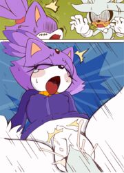 anthro big_breasts blaze_the_cat blush breasts cat cleavage closed_eyes comic drooling erect_nipples erection feline female fur hair hedgehog lagomorph male mammal michiyoshi nipples penetration penis pussy saliva sega sex silver_the_hedgehog smile sonic_(series) straight vaginal_penetration rating:Explicit score:18 user:bot