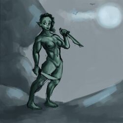  cyzzak moon night nude_female orc orc_female rogue_(warcraft) self_upload solo solo_female solo_focus world_of_warcraft  rating:explicit score: user:bot