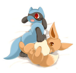 beige_fur black_fur blue_fur blush brown_eyes brown_fur color cute eevee fur furry_ears furry_tail interspecies male male_only multiple_males nude open_mouth penis pointy_ears pokemon red_eyes riolu schnecken tail testicles white_background wink rating:Explicit score:6 user:bot