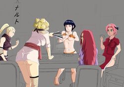 5girls ass blonde_hair blue_hair breasts female female_only human hyuuga_hinata ino_yamanaka multiple_females naruto pink_hair red_hair sakura_haruno strip_poker temari uzumaki_karin rating:Explicit score:51 user:bot