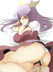 arima_yuu ass blush breasts censor_bar censored censored_penis censored_pussy closed_eyes female hair_ribbon large_breasts lavender_hair panties panties_aside penis ponytail ribbon sex skirt sleep_molestation sleeping solo tied_hair touhou underwear unseen_male_face watatsuki_no_yorihime rating:Explicit score:8 user:bot