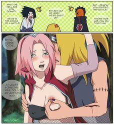 deidara female goldcoinsuperstar human naruto naruto_shippuden sakura_haruno sasuke_uchiha uchiha_obito rating:Explicit score:56 user:bot