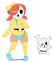 female female_only mario_(series) monochrome nintendo noill orange_hair panties partially_colored shy_gal shylar sketch solo tan_skin rating:Questionable score:15 user:ukomo89