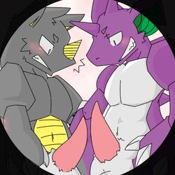 anthro balls blush claws dragon erection fangs gay grin horn imminent_rape male muscles nidoking nude penis pokemon pokemorph reptile rhydon scalie standing supaucat rating:Explicit score:12 user:bot