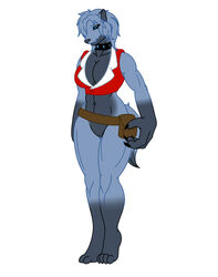 4_fingers 4_toes anthro barefoot blue_eyes bottomless breasts canine claws clothes collar color diamond_dog_(mlp) female female_only friendship_is_magic front_view fur furry furry_breasts furry_ears furry_tail grey_fur grey_hair hair my_little_pony open_eyes pointy_ears pussy safira short_hair solo standing straight_hair tail vulva white_background rating:Explicit score:6 user:bot