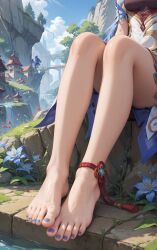  ai_generated amayumi feet foot_fetish foot_focus ganyu_(genshin_impact) genshin_impact tagme toenail_polish toenails  rating:explicit score: user:bot