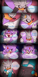 anthro areola blaze_the_cat blush breasts cat chacumera closed_eyes clothing comic duo english_text feline female fur half-closed_eyes hedgehog male mammal navel nipples nude one_eye_closed open_mouth silver_the_hedgehog sonic_(series) straight sweat text tongue tongue_out undressing rating:Explicit score:10 user:bot