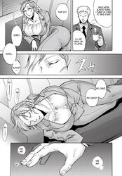 asleep business_attire business_suit business_woman clothed clothed_female clothed_male couch doujinshi drugged falling_asleep hard_translated imminent_molestation jyoka office office_lady original ponytail sleeping sleepy tired translated rating:Safe score:11 user:Slowmoguy